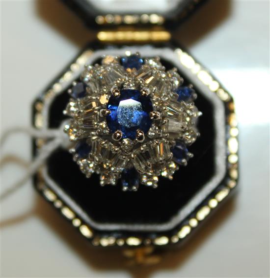 Sapphire & diamond cluster ring